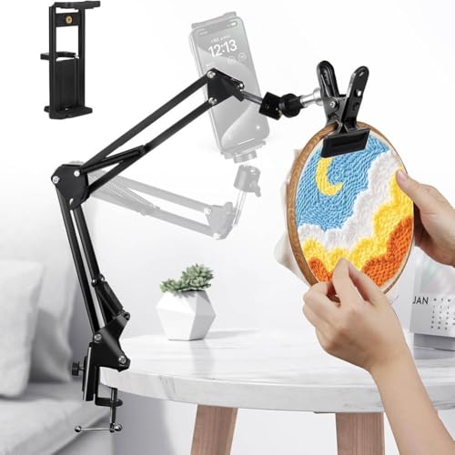 Suoumwa Verstellbarer Stickrahmenständer Rahmen-/Tablet-/Telefonhalter Tischständer mit 360°-Drehung, Nadelkunstrahmen von Suoumwa