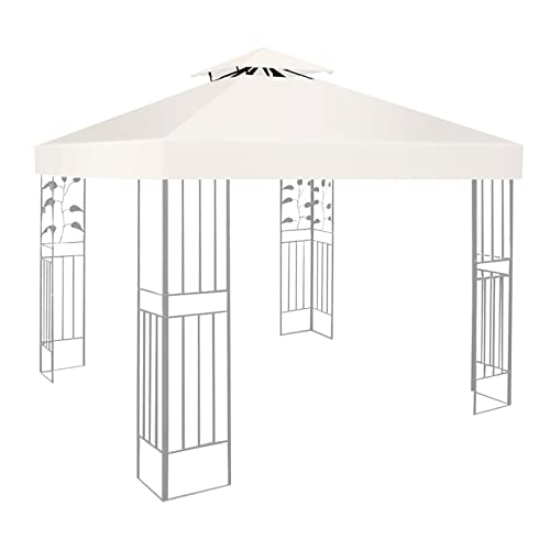 Ersatzdach Pavillon 3x3m Wasserdicht stabil Winterfest 160g/m² Beige,Doppeldach Gartenpavillon Pavillondach Faltpavillon Sturmfest Partyzelt Ersatzbezug,Top Abdeckung zweistufiges Baldachin von SupBiky