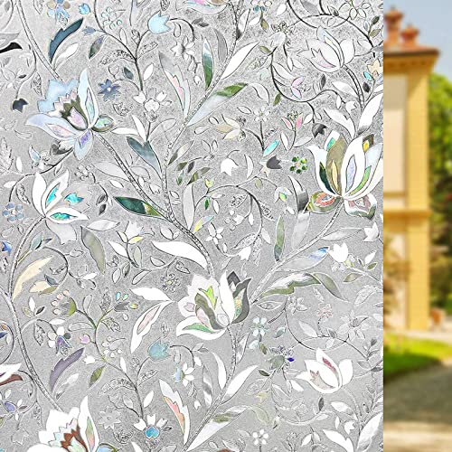 Fensterfolie Blickdicht Selbstklebend,3D Tulpe Regenbogen Fensterfolie 90x200cm,Sichtschutz Glasfolie Dekorfolie,UV Sonnenschutz Sichtschutzfolie Fenster Bunt,für Büro Wohnzimmer Klebefolie Fenster von SupBiky