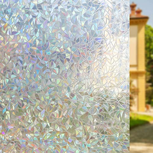 Fensterfolie Blickdicht Selbstklebend 3D Regenbogen Fensterfolie 60x200cm Sichtschutz Glasfolie Dekorfolie UV Sonnenschutz Sichtschutzfolie Fenster Bunt für Büro Wohnzimmer Klebefolie Fenster von SupBiky