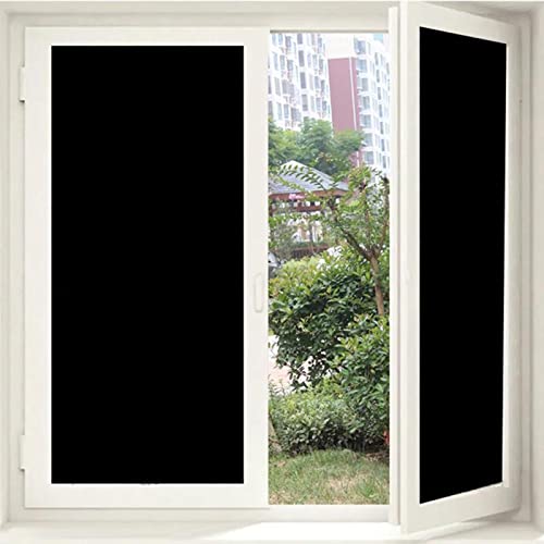 Fensterfolie Selbsthaftend Schwarz,Verdunkelungsfolie Blickdicht,Sonnenschutzfolie Fenster innen UV-Schutz Reflektierende,für Schlafzimmer Badezimmer dachfenster verdunkelung (Schwarz, 44.5 x 500cm) von SupBiky