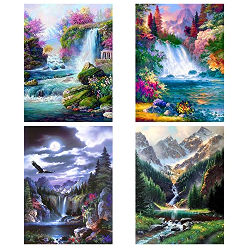 SupLetsico Diamond Painting, 4 Stück 5D Diamant Painting Bilder, Landschaft Diamant Malerei für Erwachsene Full Drill DIY Kristall Set, für House Wall Dekoration(30x40cm) von SupLetsico