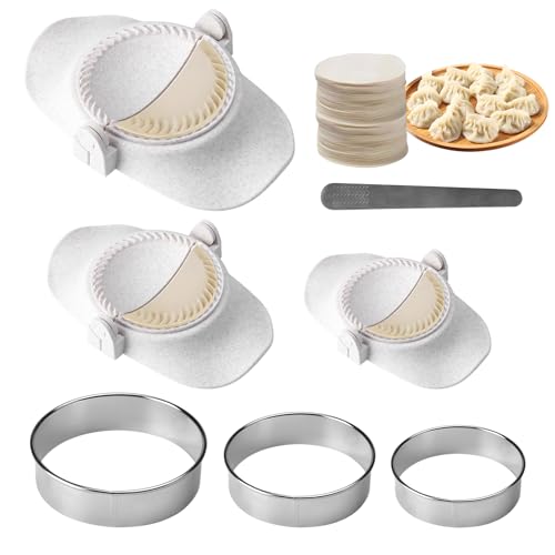 Dumpling Maker & Empanadas Maker Set - 3 Größen Ravioli Former + Dough Cutter + Edelstahl Fülllöffel - Lebensmittelecht - Wonton, Potsticker, Pierogi & Gyoza Maker - Klein 7 cm, Mittel 8 cm, Groß 11cm von SupRovare