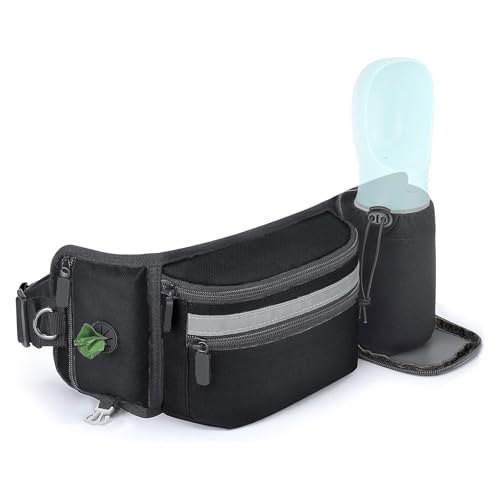 SupRovare Hunde Futterbeutel - Leckerlitasche für Hunde - Multifunktionaler Leckerlitasche mit Reflektor & Zusatzgurt - Ideal für Training und Outdoor - Schwarzer Bauchtasche für alle Hunderassen von SupRovare