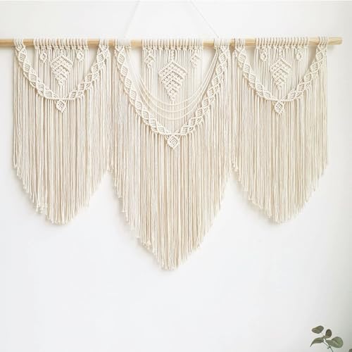 SupRovare Makramee Wandbehang 110cm (W) x 80cm (H), Große Baumwolle Wandteppich Boho Deko, Handgewebt Makramee Tapisserie Wandbehang für Schlafzimmer Wanddeko Wohnzimmer Dekorationen von SupRovare