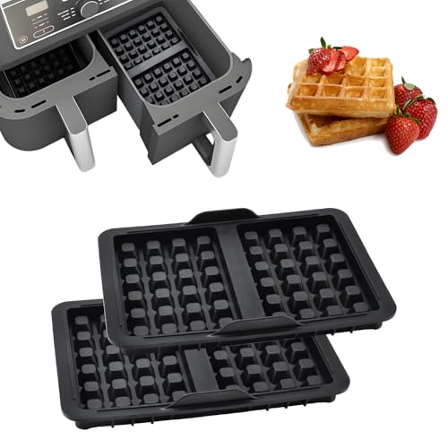 SupRovare Ninja Heißluftfritteuse Zubehör, 2 Stück Ninja Airfryer Zubehör mit Ninja AF300EU,AF400EU,AF451EU,SL400EU,und AF500DE, Waffeleinsatz, Belgische Waffeleisen Silikon Zubehör （Schwarze ） von SupRovare