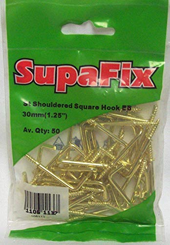 Packung aus 50 Stück 30-mm-Haken in L-Form aus Messing von Supafix, für die Kommode von SupaFix