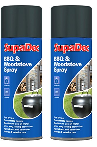 2 x SupaDec Vorhängeschiene auf Rolle Schnell trocknend BBQ & Holzofen Metall Spray Paint matt schwarz 400 ml von Supadec
