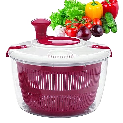 5L Salatschleuder, manuelle Salat Schleuder mit Siebkorb, schnelle und einfache Salatschleuder mit Verschlussdeckel und Drehgriff, Salattrockner Salatmanager für Obst und Gemüse von Supatmul