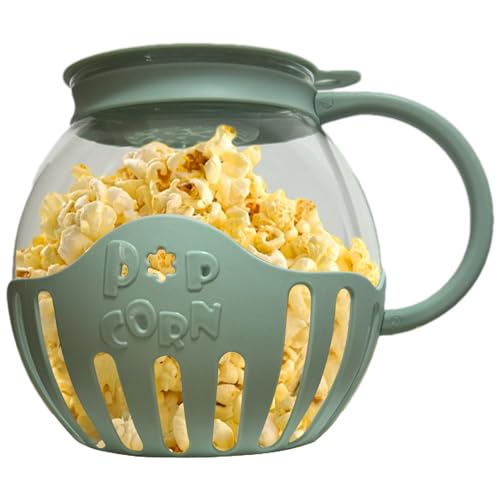 Mikrowellen-Popcorn-Schüssel, 2 l Popcorn Maker Mikrowelle, Borosilikatglas Popcorn Mikrowelle Schüssel Popcornmaschine mit Deckel und Griffen, Mikrowellen Luft Popcorn Schüssel ohne BPA, spülmaschine von Supatmul