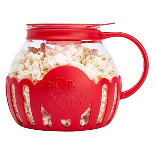 Mikrowellen-Popcorn-Schüssel, 2 l Popcorn Maker Mikrowelle, Borosilikatglas Popcorn Mikrowelle Schüssel Popcornmaschine mit Deckel und Griffen, Mikrowellen Luft Popcorn Schüssel ohne BPA, spülmaschine von Supatmul