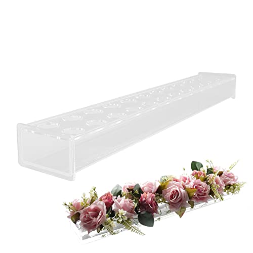 Rechteckige Acrylvasen für Blumen, transparente Acryl Blumenvase, Florales Mittelstück für Esstisch, 59cm Lange transparente Blumenvasen Anordnung für Zuhause, Hochzeiten, Dekoration (24 Löcher) von Supatmul