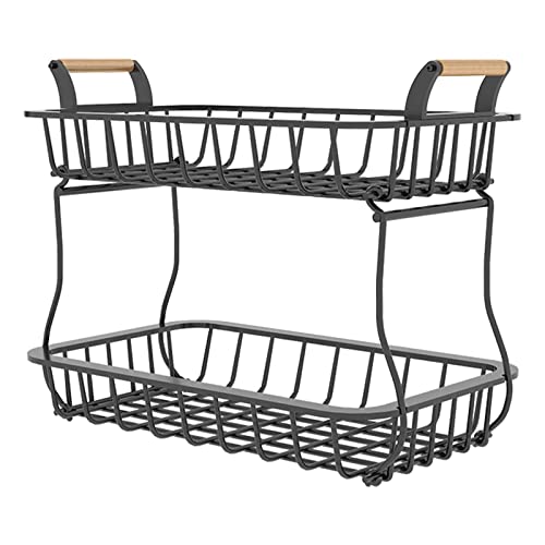 Supatmul 2-stöckiger Obstkorb, Obst Etagere, Obstschalenhalter, Abnehmbares Obstkörbe Gemüseregal Metalldrahtkorb Obstschale Obstschale, Aufbewahrung von Obst und Gemüse, 37 x 32,5 x 22 cm von Supatmul