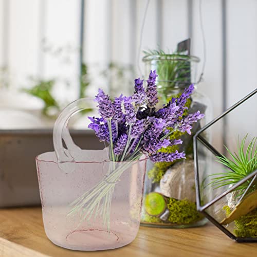 Supatmul Glas Handtasche Vase für Blumen, Tasche Glasvasen für Dekoration Kreative Handtaschen Förmige Klarglas Vase mit Blase und Griffen, Multifunktionale Klarglasvase für Heimdekoration, Hochzeit von Supatmul