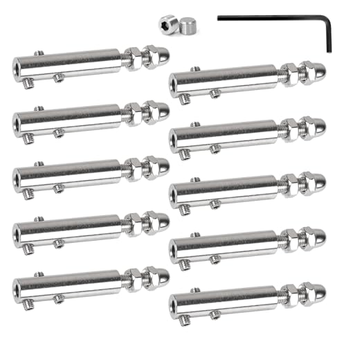 SUPAWAY 10 Stück Seilspanner Drahtseilklemme 6mm Spannterminal Edelstahl Seilspanngarnitur mit Gewindestift und Inbusschlüssel Drahtseilterminal zur Befestigung Abspannung Drahtseilen, Geländerfüllung von Supaway