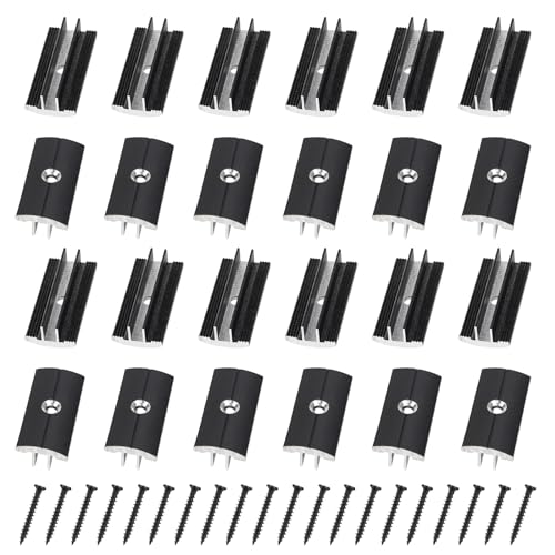 SUPAWAY 100 Pcs Clips für Holzböden aus Kunststoff Aluminiumlegierung T-Clips für Terrassendielen 6 mm Spaltabstand Versteckte Abstandhalter mit 100 Schrauben für WPC/BPC Dielen Verbunddielen Schwarz von Supaway