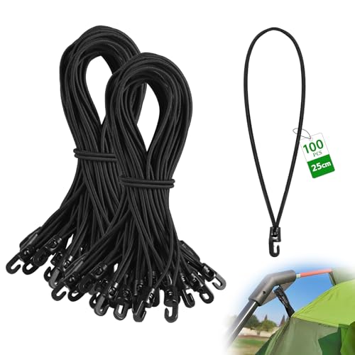 SUPAWAY 100 Stück Spanngummi mit Haken 25 cm Lang Multifunktional Planenspanner Ø 4 mm Spannfix Planenspanner Gummispanner mit Haken Schwarz Spannfix Expanderschlingen für Anhängerplane, Zelte, Banner von Supaway