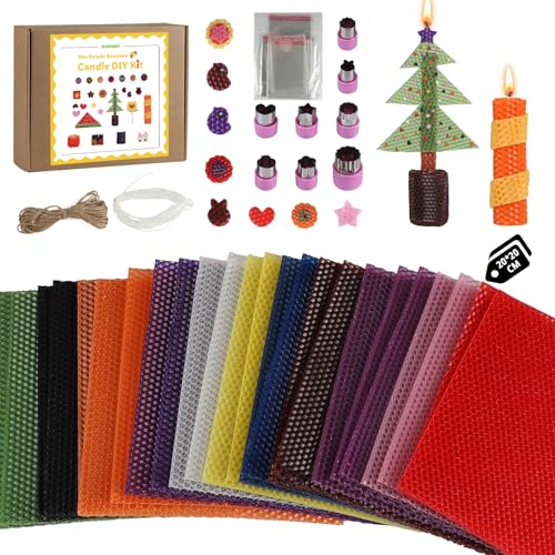 SUPAWAY 24 Stück Farbenfrohe Wachsplatten für Kerzen Bienenwachs-Kerzenherstellungsset Kerzen Selber Machen Set mit Formen und Beutel für Kinder Erwachsene DIY Weihnachten Wachskunst 11 Farben,20x20cm SUPAWAY 24 Stück Farbenfrohe Wachsplatten für Kerzen Bienenwachs-Kerzenherstellungsset Kerzen Selber Machen Set mit Formen und Beutel für Kinder Erwachsene DIY Weihnachten Wachskunst 11 Farben,20x20cm von Supaway