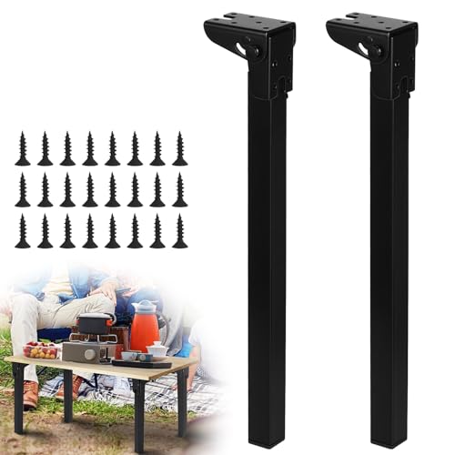 SUPAWAY 2Pcs Klapptischbein 40cm Faltbare Möbelfüße Metall-Couchtischbeine Tischbeine Eisen Schwarz 90° Tischbeine Klappbar Kurz Eckig Selbstsichernde Scharniere für Nachttische, Laptop-Tisch Werkbank von Supaway