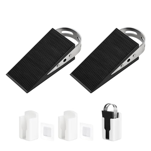 SUPAWAY 2pcs Türkeil +2pcs Veranstalter Gummi Türstopper Keil Mobile Türpuffer Türschutz Rutschfester Gummikeil mit Edelstahlhaltern Kratzfester Keil für Badezimmer,Balkontür,Kinderzimmer,Terrassentür von Supaway