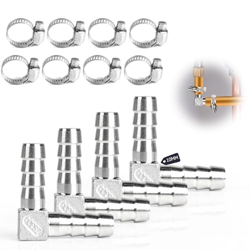 SUPAWAY 4 Stück 10mm 2 Wege L Förmige SUS 304 Schlauchverschraubung, 90 Grad Außengewinde Schlauchanschluss Ellbogen mit 8 Schlauchschellen, Anschluss Adapter für Kraftstoff, Luft, Wasser, Gasöl, Öl SUPAWAY 4 Stück 10mm 2 Wege L Förmige SUS 304 Schlauchverschraubung, 90 Grad Außengewinde Schlauchanschluss Ellbogen mit 8 Schlauchschellen, Anschluss Adapter für Kraftstoff, Luft, Wasser, Gasöl, Öl von Supaway