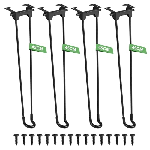 SUPAWAY 4 Stück Klappbare Haarnadel Tischbeine 45cm Haarnadelbeine Schwarz Hairpin Tischfüße, Faltbare Couchtischbein, Möbelfüße für Couchtisch, Schreibtisch, Betttisch, Laptop,Camping-Tisch,DIY-Möbel von Supaway