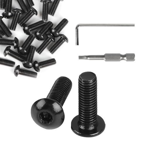 SUPAWAY 50 Stück M5x16mm Linsenkopfschrauben mit Innensechskant 304 Edelstahl Oxid-Finish ISO 7380 Linsenkopfschrauben mit Inbusschlüssel und H3 Batch-Kopf für Holzmöbel, Trockenbau, Maschinen Schwarz von Supaway
