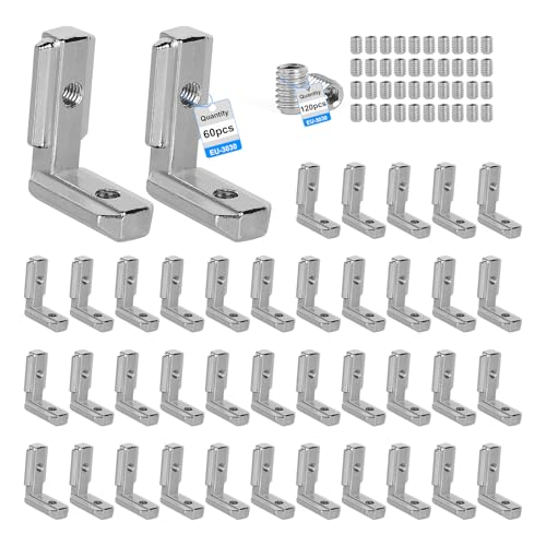 SUPAWAY 60 Stück Innenwinkel Winkelverbinder Aluprofil 3030 Nut8 M6 T-Nut 90° L-Form Profil Aluminium Winkel T-Slot Eckverbinder für 30er-Serie Europäischer Standard-Aluminium-Profil mit 120 Schrauben SUPAWAY 60 Stück Innenwinkel Winkelverbinder Aluprofil 3030 Nut8 M6 T-Nut 90° L-Form Profil Aluminium Winkel T-Slot Eckverbinder für 30er-Serie Europäischer Standard-Aluminium-Profil mit 120 Schrauben von Supaway