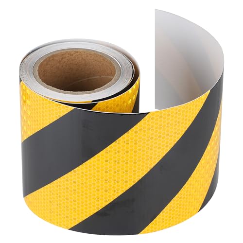 SUPAWAY Gestreiftes Warnband Selbstklebende Sicherheitsaufkleber Warnklebeband Flatterband Wasserdicht Reflexionsband Signalband für Trassenwarnband die Baustelle Markieren (15cm x 10m Gelb & Schwarz) von Supaway