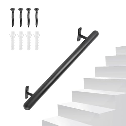 SUPAWAY Handlauf Metall 66cm Treppenhandlauf Edelstahl Barrierefreie Treppe Haltegriff Wandmontage Treppengeländer-Set Ø32mm Wandhandlauf Sicherheits-Haltegriffe für Balkon Brüstun Innen/Außen Treppen von Supaway