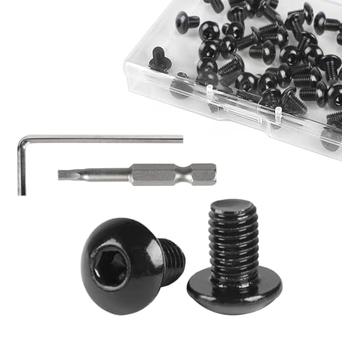 SUPAWAY M5 x 8 mm Linsenkopfschrauben mit Innensechskant 50 Stück Verzinkt Edelstahl 304 Runder Kopf Innensechskant Bolzen mit Inbusschlüssel und H3 Batch-Kopf für KFZ Schrauben mit Gewinde Schwarz von Supaway