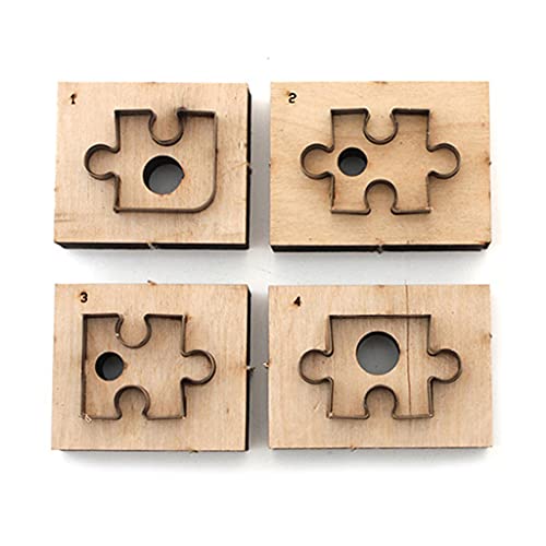 Holz Stanzform Leder, 4Pcs Puzzle Holz Stanzform Leder Form Puzzle Stanzform Scrapbook Prägung Schmuck DIY Lederhandwerk machen von Supefriendly