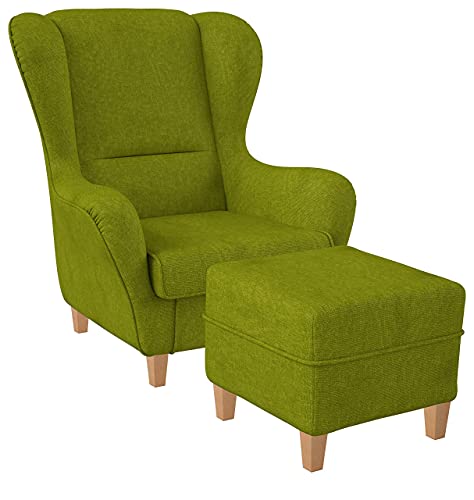 Supellex Ohrensessel »Sofia«, Design Webstoff Vienna, Hellgrün (Design-Nr.: 5119), wahlweise mit Hocker von Supellex