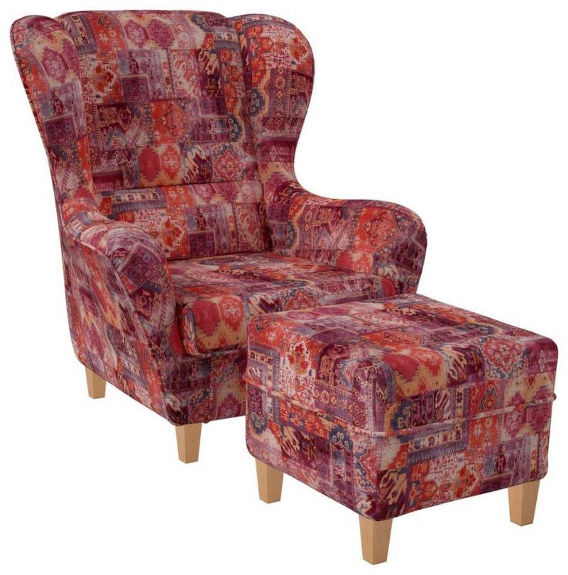 Supellex Ohrensessel Sofia Relaxsessel mit Hockerr Design Samt-Velours Orient Rot Supellex Ohrensessel Sofia Relaxsessel mit Hockerr Design Samt-Velours Orient Rot von Supellex