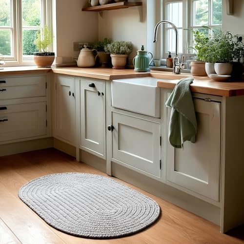 Geflochtener Teppich, 50 x 90 cm, oval, Premium-Teppich für drinnen und draußen, für Eingangsbereich, Küche, Bad, hergestellt in den USA Geflochtener Teppich, 50 x 90 cm, oval, Premium-Teppich für drinnen und draußen, für Eingangsbereich, Küche, Bad, hergestellt in den USA von Super Area Rugs