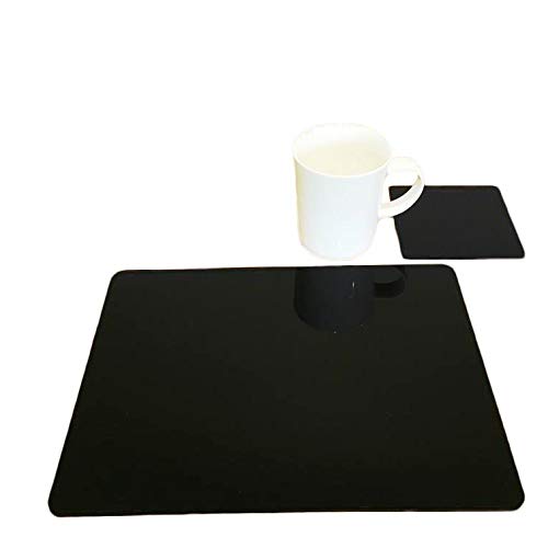 Super Cool Creations Rechteckiges Tischset und Untersetzer, Schwarz, 8 Tischsets und 8 Untersetzer, groß von Super Cool Creations