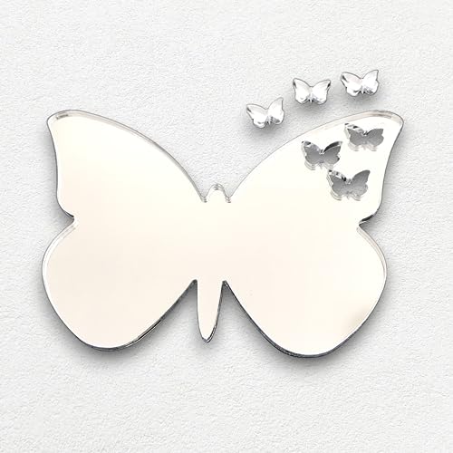 Super Cool Creations Spiegel mit Schmetterlingen aus Schmetterlingen – 12 cm x 8 cm & 3 Mini's von Super Cool Creations