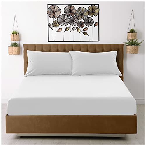 Mikrofaser-Spannbetttuch für Doppelbett, einfarbig, Bettlaken mit weißem Boden von SAKAFU