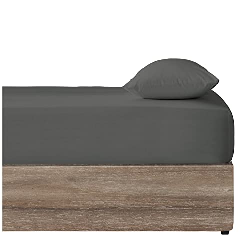 Spannbettlaken für King-Size-Bett, Anthrazit, einfarbig, mit elastischen Ecken, Polyester-Stoff von SAKAFU