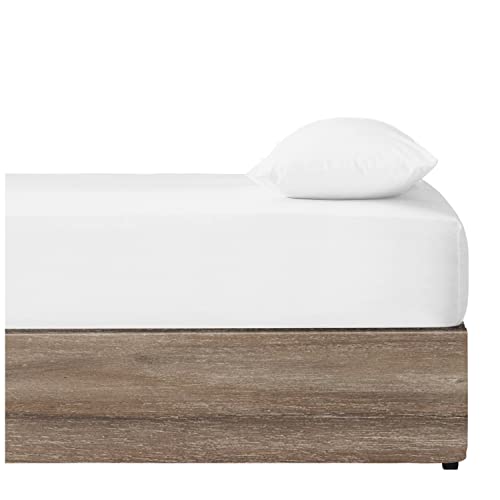 Spannbettlaken für King-Size-Bett, einfarbig, mit elastischen Ecken, Polyestergewebe, Weiß von SAKAFU