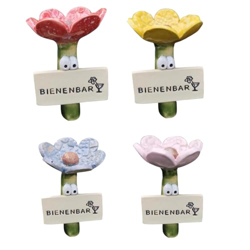Super Idee 4 Blumen Insektentränke Bienenbar Wassertränke mit Stecker aus Harz für Insekten Bienen Bienentränke Wasserstelle Hummeln Landeplatz Garten Terrasse Balkon Dekoration von Super Idee