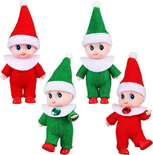 Super Idee 4er Set Baby Elves Weihnachtself Zubehör Gute Größe für Elf auf dem Regal Scout Elves Elf on The Shelf Weihnachtselfen Weihnachtstradition Weihnachtswichtel zubehör Jungen Mädchen Neujahr von Super Idee