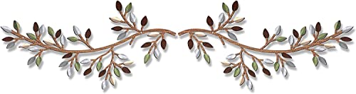 Super Idee Baum Blätter Wanddekoration Metall Wanddeko Eisen Wandskulptur Metalldeko Wandkunst Silhouette für Schlafzimmer Badezimmer Küche Outdoor Indoor Dekorieren Frühlingsdeko (Grün) von Super Idee