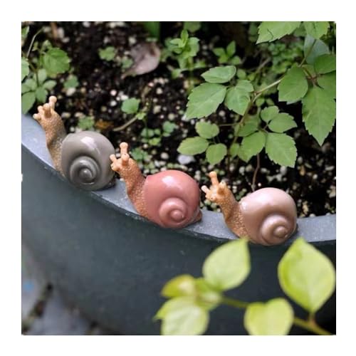 Super Idee Deko Schnecken 3er Set Dekoschnecke Weinbergschnecke mit lebensechtem Haus Wohndeko Gartendeko Wohnzimmerdeko Geschenkidee Gartenfigur Zaunfigur Feenhaus von Super Idee