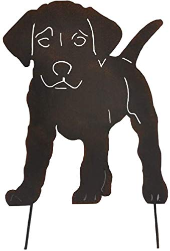 Super Idee Edelrost Hund mit den Steckern für den Boden zum Eindrehen Metall Roststecker Gartenstecker Rostoptik Rosttiere mit dem Bodenspieß Gartendeko Rostfiguren Gartenfiguren von Super Idee