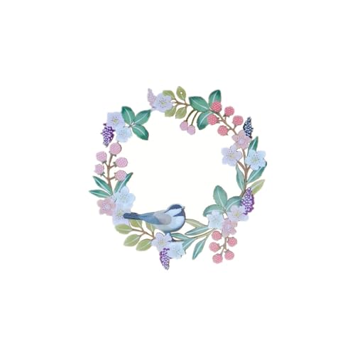 Super Idee Türkranz Metallring Frühling Sommer Türdeko Türschmuck Fensterdeko Zeitloser Metallkranz mit feinen Metallblumen Vögeln Blätter für Drinnen und Draußen Garten Wanddeko (warme Farben) von Super Idee