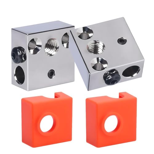 Super Print 2PCS Ender CR10 Heizblock aus Kupfer CR10 Plated Copper Heater Block with Silicone Sock for CR-10 Ender 3 /Pro Ender 5 CR-10S MK8, MK9 Hotend.(2PCS) von Super Print