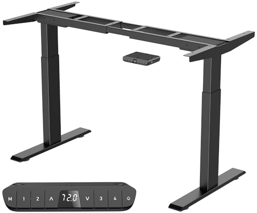 Super Solu Höhenverstellbarer Tisch Gestell mit 2 Motoren, Elektrisch Schreibtisch Belastbar bis 135 KG, 2-Fach-Teleskop, Tischgestell mit 4 Memory-Steuerung, Kollisionschutz Funktion (Schwarz) von Super Solu