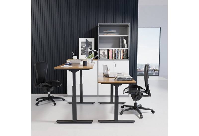 Super Solu Schreibtisch Elektrischer höhenverstellbarer Tischgestell 3-Fach-Teleskop (Dual-Motoren, 1-St., Schwarz 6B), Antikollisionssystem/ Softstart/-Stop/4 Memory-Steuerung von Super Solu