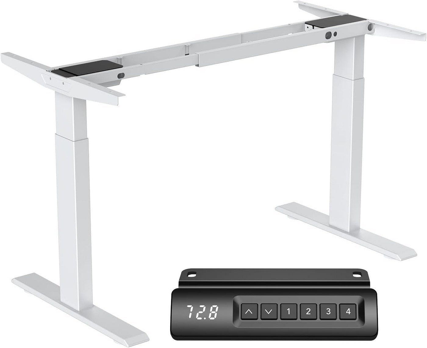 Super Solu Schreibtisch Höhenverstellbarer Tischgestell Dual-Motor 2-Fach-Teleskop (Weiß, 1-St., ZR2A-JS-W), Antikollisionssystem/ Softstart/-Stop/4 Memory-Steuerung von Super Solu